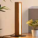 EDISHINE LED Table Lamp, Small Wood Bedside Lamp with 3 Color Temperature, Stepless Dimmable & Memory Function, Touch Control Square Nightstand Lamp for Bedroom, Living Room, One-Step Installation