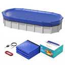 POOLHACKER 18x33 FT Oval Pool Cover – 420D Extra Thick Winter Pool Cover for Above Ground Pools, 4 Ft Overlap with Pulley & Cable