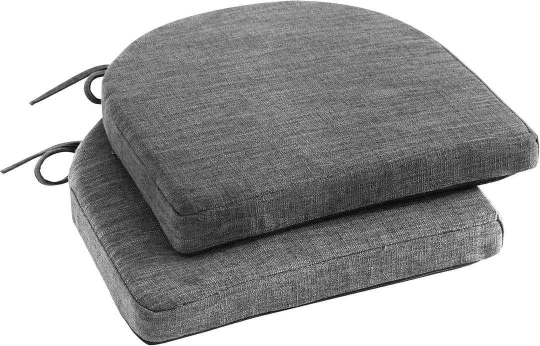 IPYNBAP Chair Cushions for Dining Chairs, Kitchen Chair Cushions, 16'' x 16'' x 2'', Non Slip Indoor Seat Cushions, Chair Pads for Dining Chairs with Ties & Removable Cover, Set of 2, Dark Grey
