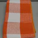 MUBIN Cotton Orange and White Plaid Rug, 3' x 5' Fall Outdoor Front Door Decorative Mat, Hand-Woven Rug for Layered Door Mats Washable Carpet for Porch, Entryway, Farmhouse, Autumn, Halloween
