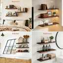 Easy Install Floating Shelves, 15.6 Inch Wall Mounted Wooden Floating Shelves, Set of 3, Small Wall Shelves for Storage and Home Decor, Living Room, Kitchen, Office, Corner Shelf for Bathroom, Brown