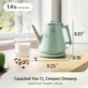 Hazel Quinn Electric Kettle - 1L/34oz Small Tea Kettle, 800W Fast Boil, All 304 Stainless Steel Interior, Double Wall for Cool Touch and Thermal, Auto Shut-Off, BPA-Free, Cordless - Mint Green