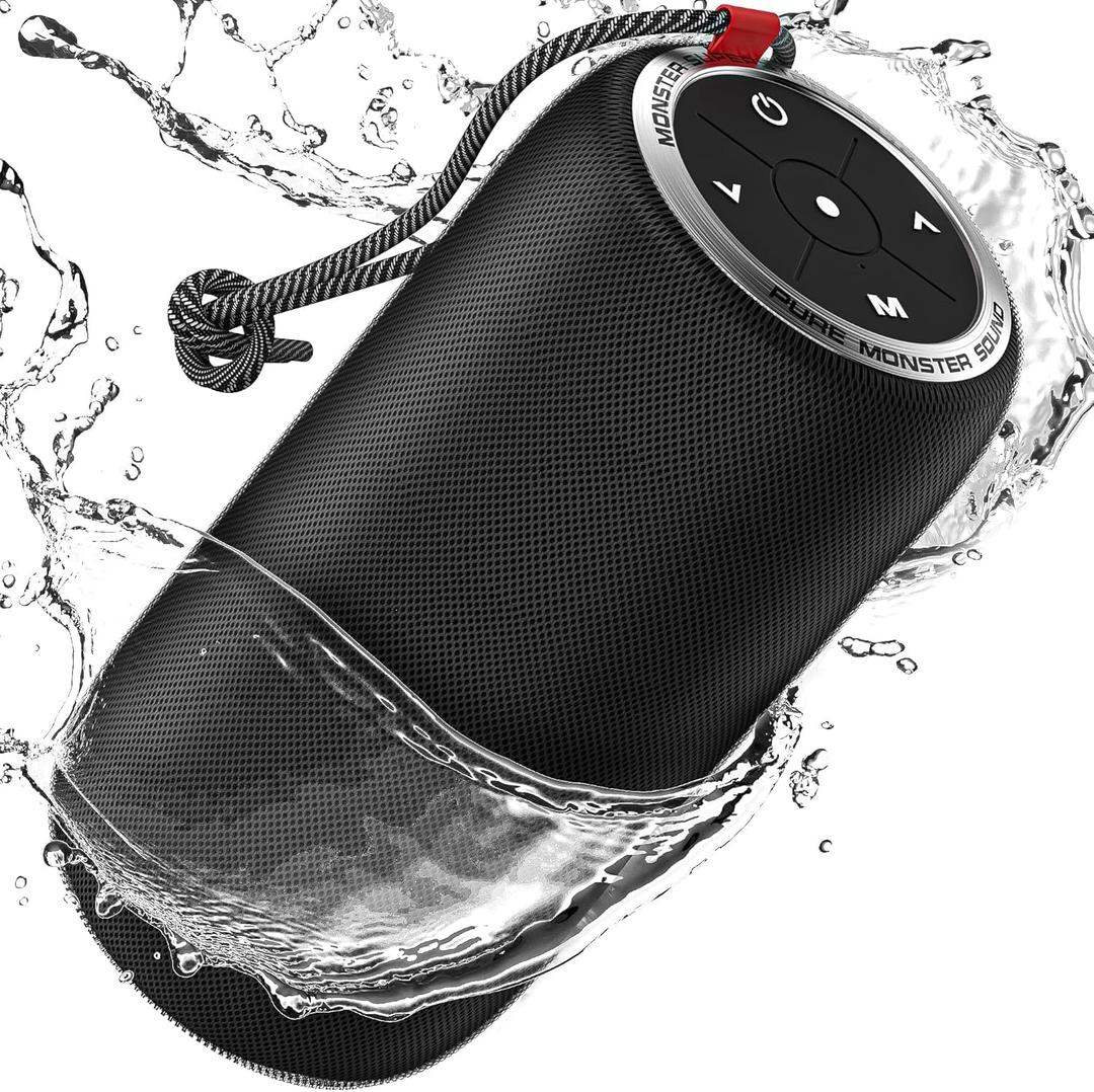 Monster S310 Upgraded Bluetooth Speaker, 30W Portable Speaker, 360 Stereo Sound with Punchy bass, TWS Pairing, IPX6 Waterproof, Bluetooth 5.2, 24H Playtime, Perfect for Home, Outdoor, Beach, Party
