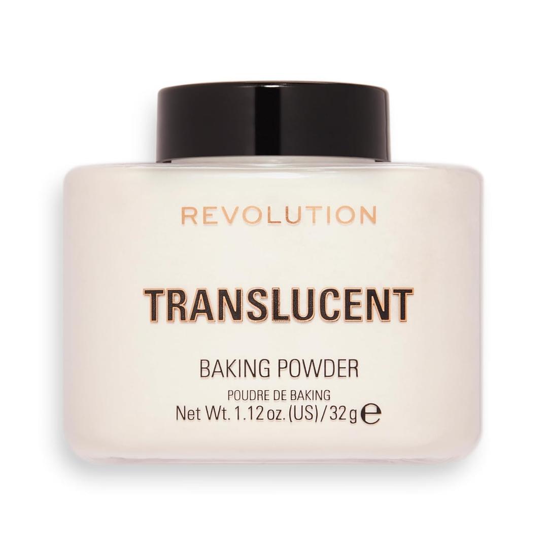 Revolution, Loose Baking Powder, Makeup Setting Powder, Long-Lasting Coverage, Mattifies & Reduces Shine, Translucent, 1.12 oz
