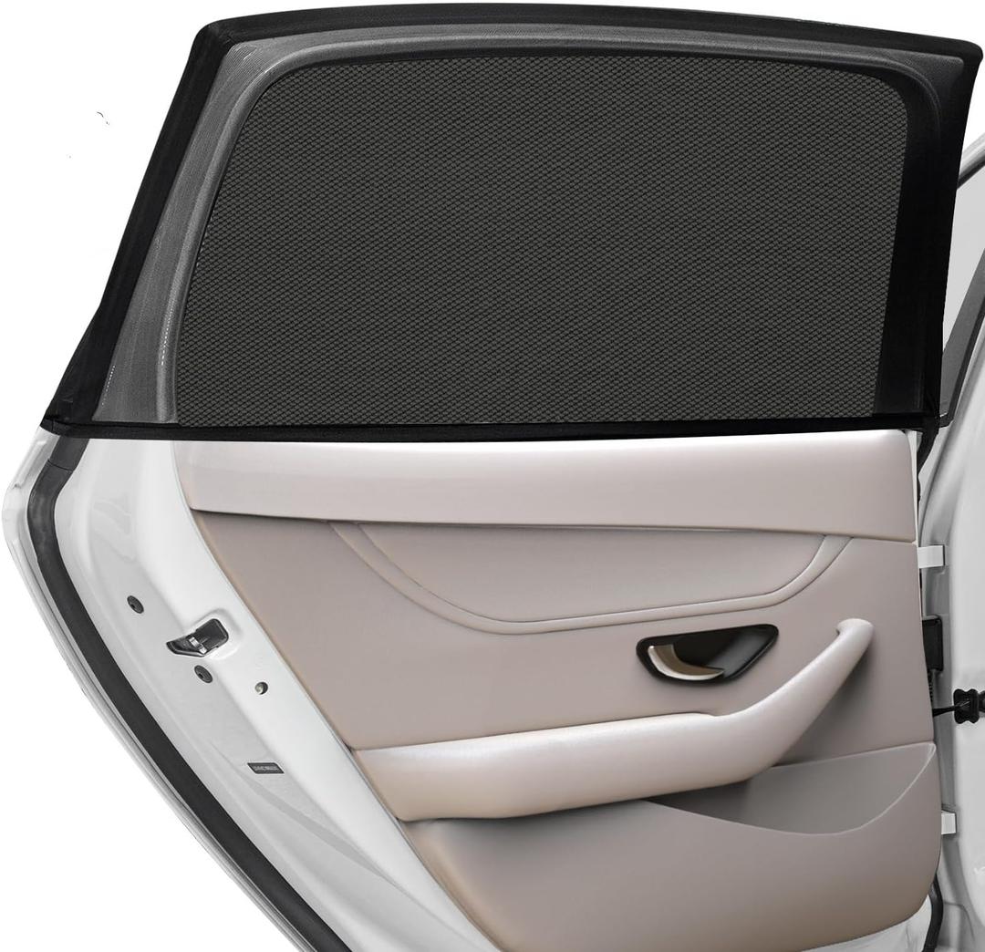 Car Rear Side Window Shade,2 Pack Stretchy Mesh Car Window Screen Sun Shade Mosquito Net Cover Fit for 96% Cars SUVs, Anti-Sun Glare, Reduce UV Rays,Privacy Protection