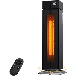 ComDomus Space Heater Large Room, 25” Electric Room Heaters for Indoor Use with 120° Oscillation, 3 Heat Levels, 3 Modes, Multiple Safety Protections, 12H Timer, Black Ceramic Tower Heater for Bedroom