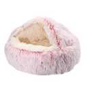 Cozy Cave Dog Bed, Calming Cat Cave Bed with Removable Cover - Machine Washable Plush Nest for Indoor Cats & Small Dogs, Non-Slip Base (Pink A, S)