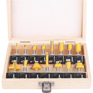 Router Bits Set of 15 Pieces 1/4 Inch Woodwork Tools for Beginners