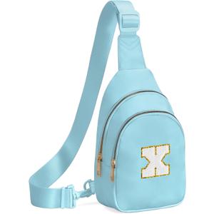 Birthday Gifts for 7 8 9 10 11 12 13 Year Old Girls Small Initial Sling Bag Cross Body Bag Fanny Pack for Girls (Icing Blue)