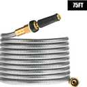Rosy Earth Expandable Metal Garden Hose 75 FT - 304 Stainless Steel Water Hose 75 FT - Heavy Duty non-Kinking Flexible Garden Hose, no Bite