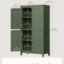 SONGMICS HOME Freestanding Storage Cabinet, Floor Cabinet with Elevated Legs, Metal Handles, for Living Room, Kitchen, Bathroom, Green