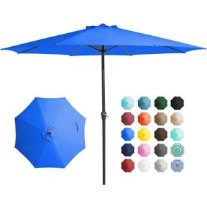JEAREY 12' Patio Umbrellas Outdoor Table Market Umbrella w/Crank, 8 Sturdy Ribs, UV Protection Waterproof Sunproof for Garden, Deck, Backyard, Pool(Royal Blue)
