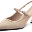 NEWBELLA Women's Slingback Kitten Heel Pointed Closed Toe Sandals with Back Strap, Elegant Low Heel Dress Shoes for Party Office Wedding