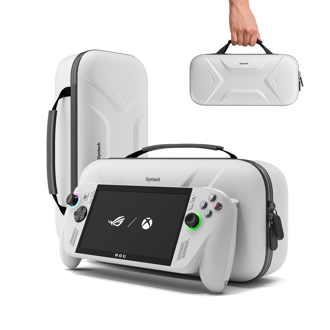 Syntech Carrying Case Compatible with ASUS ROG Xbox Ally/Xbox Ally X 2025 Console and Accessories, Protective Hard Shell Case with Built-in Foldable Stand Large Storage, Portable Travel Bag, White