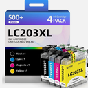 Skydo LC203XL Ink Cartridges 4 Pack Replacement for LC203 XL LC 203 Color Inks Use for MFCJ480DW MFCJ4420DW MFCJ880DW MFCJ885DW MFCJ680DW (BK/C/M/Y)
