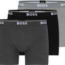BOSS Men's Stretch Cotton Boxer Briefs 3 Pack (XX-Large, Gray/Charcoal/Black)
