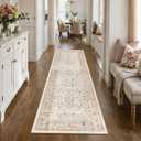 2x6 Washable Kitchen Runner Rug Non-Slip Vintage Pink Throw Carpet