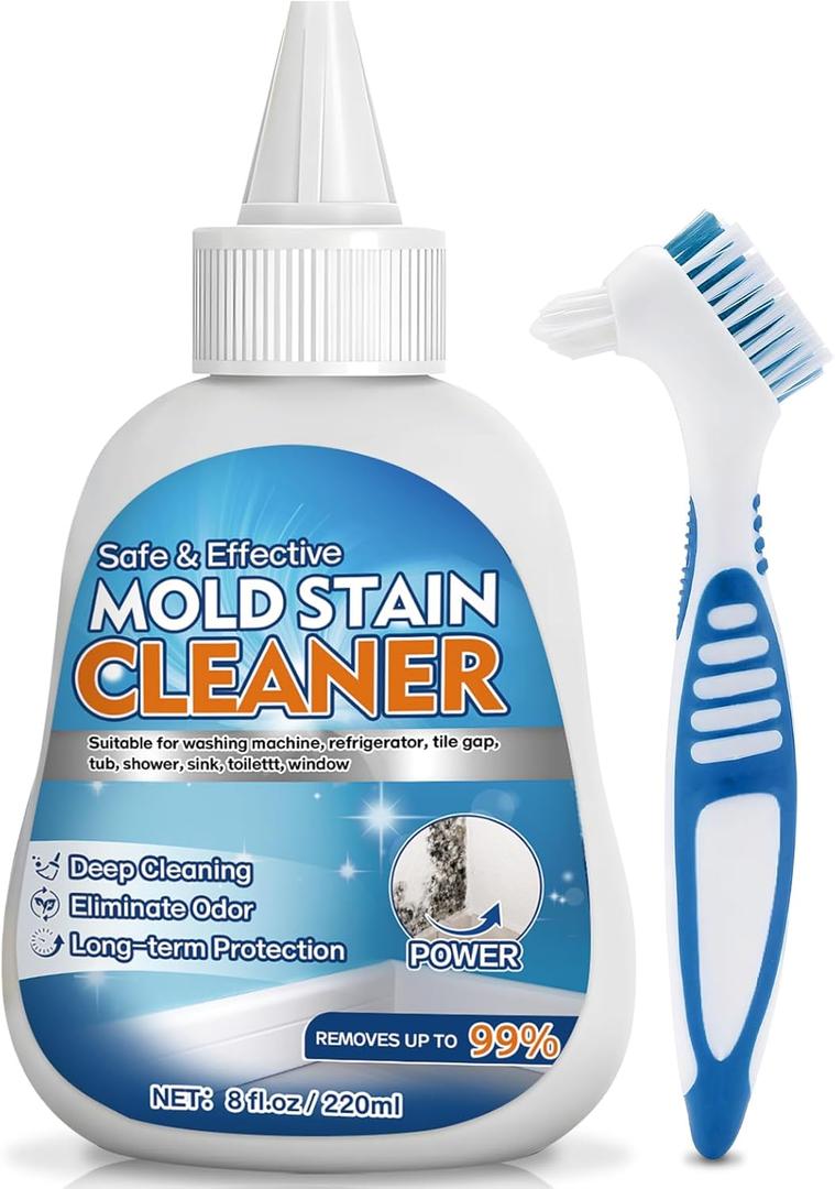 Mold Stain Cleaner Gel, 8 FL oz Heavy-Duty Household Cleaner for Washing Machine Gasket, Shower Caulk, Bathroom Grout & Front Loader Seal