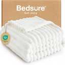 Bedsure Twin Blanket for Bed - GentleSoft Cozy Soft Blankets for Women, Cute Small Fleece Throws for Girls, Graduation Decorations Gift for Her Him School Dorm, Off White, 60x80 Inches