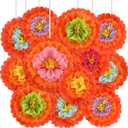 24 Pcs Cinco De Mayo Party Decorations Mexican Paper Flowers Tissue Pom Paper Fiesta Flowers Multicolored Carnival Flowers for Fiesta Cinco De Mayo Wedding Backdrop Wall Decoration Supplies