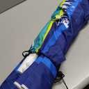 AMMSUN 8 Feet Large Beach Umbrella with Sand Anchor Heavy Duty High Wind Portable Outdoor Umbrellas UV 50+ Protection Air Vent Tilt Patio Garden Pool Blue Stripe