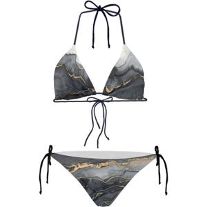 Two Piece Bikini for Women Swimwear Low Waisted Sexy Bathing Suit Push Up Triangle Swimsuit XS-2XL (Blue, XS)