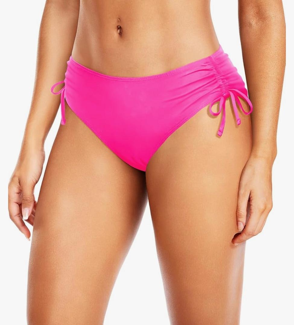 Daci Women Mid Waist Bikini Bottoms - Full Coverage Swim Bathing Suit Bottom Side Tied Swimsuit Bottoms,M