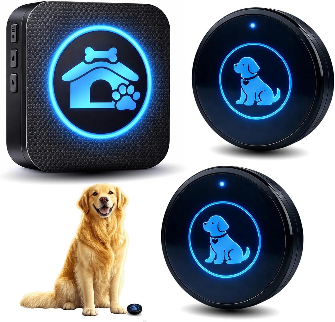 Dog Door Bell (2026 Self-Illuminating Enhanced Touch) for Potty Training, Wireless Dog Doorbells to Go Outside, 1000 Feet Long Range, IP65 Waterproof, 60 Melodies & Adjustable Volume (2 Buttons)