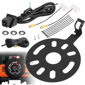 AUTOBABA Car Rear View Back Up Camera Reverse Camera with Wire Adapter Compatible with 2007-2018 Jeep Wrangler Spare Tire Mount Waterproof Wide Angle Removable Camera