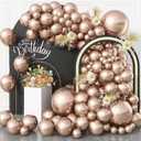 Metallic Champagne Gold Balloons, 113 pcs 18/12/10/5 Inch Champagne Gold Balloon Garland Arch Kit, Different Sizes Chrome Champagne Gold Latex Party Balloons for Birthday Wedding New Year Decorations