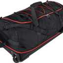 110L/140L Expandable Soft-Sided Foldable Duffle Bag with 2 Rubber Wheels,Packable 32 Rolling Carry-On with Multi-Pockets & Compartments,Black Red