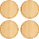Wood Coasters Set of 4 - Handcrafted Drink Coaster Thick Heat-Resistant for Office, Bar, Farmhouse - Natural Bamboo Drink Cup Coasters for Table Protection