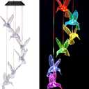 Solar Hummingbird Wind Chimes Outdoor-Waterproof Solar Powered LED Changing Light Color Hummingbirds Mobile Romantic Wind Chime for Mom Gifts, Home,Party,Festival,Night Garden Decoration(Blackboard)