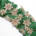 Zhuqing 22Pcs Christmas Poinsettia Artificial Flowers and Glitter Berries Stems Kit, 16Pcs Christmas Tree Flowers Ornaments and 6 Pack Christmas Tree Picks for Wedding Holiday Decorations (Champagne)