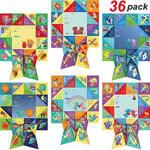 Pasimy 36 Pieces Valentine Cootie Catcher Valentines Day Cards Classroom Gifts Fortune Origami Cards with Envelopes and Stickers for Class School Exchange Funny Gift Party Favors