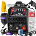ANDELI 135A MIG Welder 110V/220V, 4-in-1 PULSE Flux Core MIG/Lift Tig/Stick Gasless MIG Welding Machine with SynergyLarge LED Display,2T/4T Full Kit (Bonus Welding Helmet & Gloves)