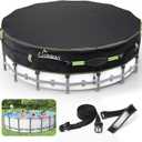 UIRWAY 500D Pool Cover 12FT Round [2026 Upgraded Heavy Duty Fabric] Solar Pool Covers for Above Ground Pools, New Super Windproof Gel-Coated Tarp Straps, Swimming Pool Covers with UV Protection