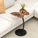C Shaped End Table, Unique Butterfly Side Table for Couch, Modern Small Side Tables with Metal Frame Slide Under Sofa and Bed, Living Room, Bedroom