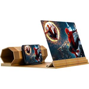 14 Screen Magnifier for Smartphone, Mobile Phone 3D Magnifier Screen Expanders for Movies and Gaming Foldable Phone Stand with Screen Amplifier B1 Beige