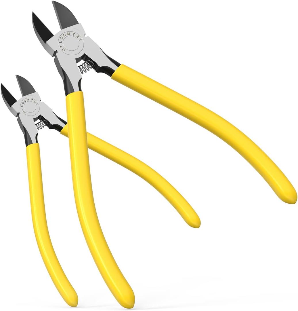 6-In and 5-In 2 PCS Ultra Sharp Compact Wire Cutters with Long Flat Nose Pliers Ideal for Cutting Crafts, Flowers, Plastics, Appliances, and Any Clean Cutting Needs Powerful Wire Cutter