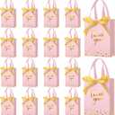 Kolldenn 36 Pack Small Thank You Gift Bags with Handles 5.9 x 4.3 x 2.4 inches Party Favor Bags Bulk with Bow Ribbon for Candy Goodie Gift Wedding Graduation Birthday Bridal Shower (Pink)