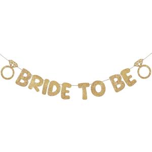 Breling Pre Strung Bride to Be Glitter Banner Bridal Shower Decorations Bride to Be Sign Bachelorette Party Banner Bridal Shower Garland for Engagement Wedding Party Decorations(Champagne Gold)