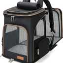 Lekereise Large Cat Backpack Carrier Expandable Pet Carrier Backpack for Small Dogs Medium Cats Fit Up to 18 Lbs, Foldable Puppy Backpack Carrier for Travel, Hiking, Black (23.6"L x 13.4"W x 15.0"H)