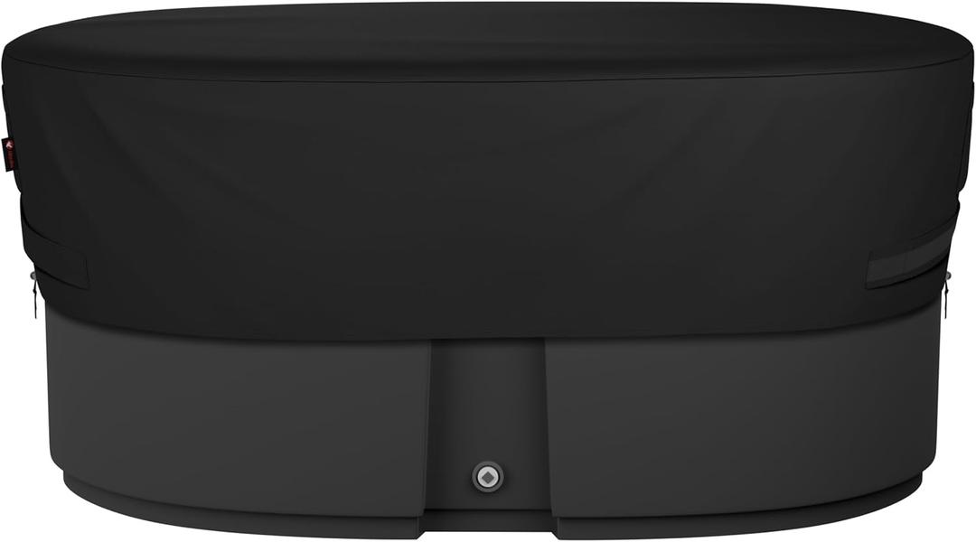 IBirdie Outdoor Waterproof 150 Gallon Stock Tank Cover for Ice Bath Cold Plunge Pool - 600D Heavy Duty Weatherproof Oval Tub Covers Compatible for Rubbermaid Water Trough (4.9 x 3.4 x 1.5 ft)