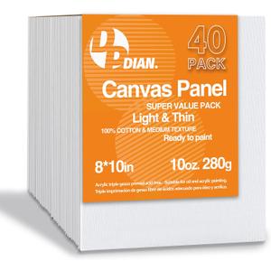 Canvas Boards for Painting 40 Pack, 8 inch x 10 inch Super Value Pack, Artist Canvas Panels for Oil & Acrylic Painting
