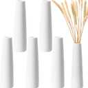 6 Pieces White Ceramic Vases for Home Decor 7.09 inch Tall Vases for Centerpieces Modern Floral for Wedding Party Event Home Office Decoration(Modern)