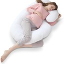Cheer Collection J Shaped Body Pillow - Down Alternative Full Body Pillow for Side Sleeper, Pregnancy, Neck and Shoulder Support - Zippered Cover