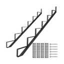 DIYHD Steel Stair Riser 6 Step Stair Stringer for Deck Height 50in,Powder Coated Black,MAX Load Capacity:500lbs,2pcs