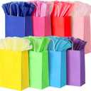 BLEWINDZ 32 Pcs Gift Bags with 32 Tissues, 8 Colors Party Bags with Handles, 13.2" Large Size Rainbow Goodie Bags for Wedding, Birthday, Party Supplies and Gifts
