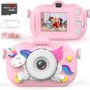 Kids Camera for Girls, 3-12 Year Old Girl Toys Christmas Birthday Gifts, 32MP HD Dual Lens Toddler Camera for Kids, 1080P Video Kids Digital Camera, Kid Camera Toys with 32GB TF Card (Pink)